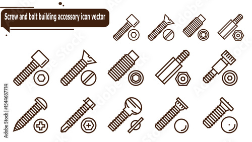 Screw and bolt building accessory icon vector