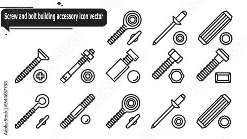 Screw and bolt building accessory icon vector