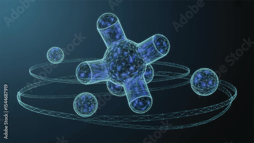 Molecular Universe: A captivating digital illustration presents a 3D molecular structure, radiating a futuristic and scientific aura. The intricately designed molecule floats amidst ethereal.