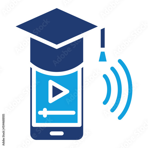 E-learning icon glyph blue
