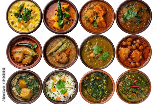 Fresh Indian Curry Set Top View in No Background for Decoration Created Using Generative Ai