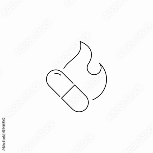 heartburn pill flame icon sign vector