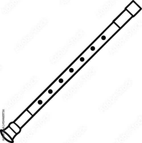 Elegant Indian bansuri outline with minimal black stroke