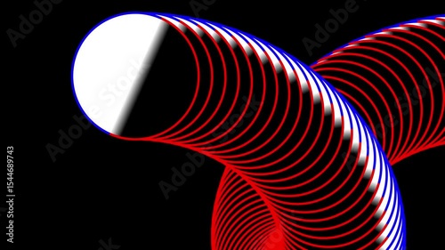Abstract Tube Pattern Dynamic Geometric Design with Circles and Lines Symmetrical Circular Abstract Motion in High Contrast on Black Background