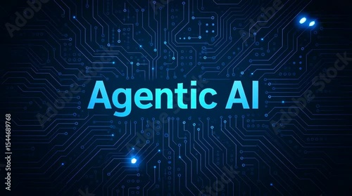 Agentic AI concept on futuristic glowing circuit technology background concept autonomous artificial intelligence and advanced digital systems