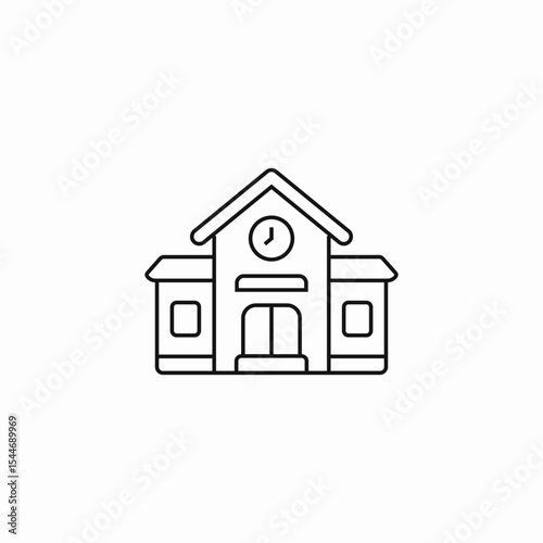 school building front icon sign vector