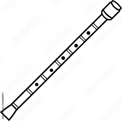 Simple bansuri sketch in line style showing finger hole detail