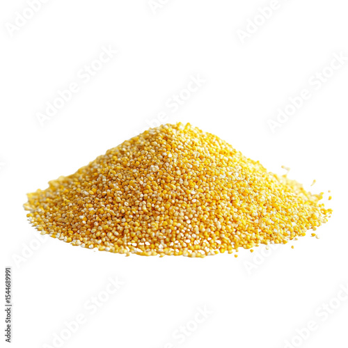 Golden millet grain pile, nutritious and gluten free food source, ideal for healthy diets and cooking. Perfect for porridge, salads, and baking