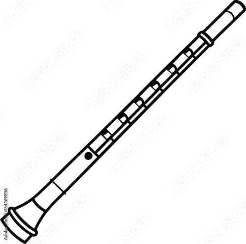 Traditional bamboo flute bansuri in clean black line vector