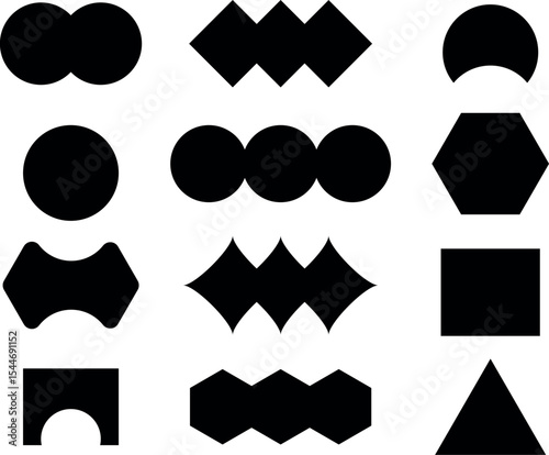 Vector Icon Set of Heart and Star Symbols – Glossy Shiny Love and Poker Card Elements – Diamond, Casino Button Designs with Black Web Patterns, Frames, and Decorative Shapes Illustration Collection