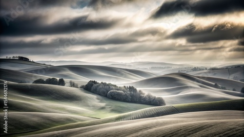 Rolling Hills Landscape with Dramatic Sky