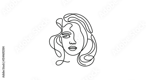 Abstract line art woman s face logo