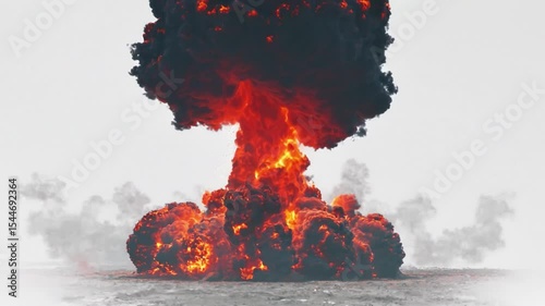Nuclear explosion isolated on pure black background