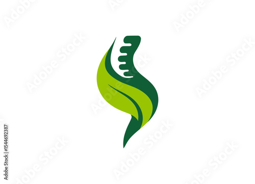 Green leaf spine chiropractic logo
