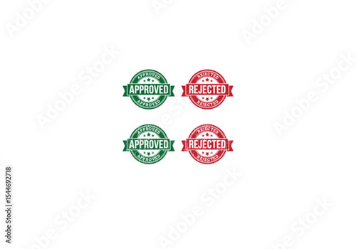 Approved and Rejected Rubber Stamp Seals | Green and Red Badges for Business Compliance, Quality Control and Decision Making Processes