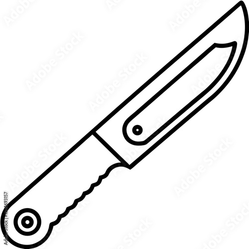 Line Art Utility Cutter Icon Design