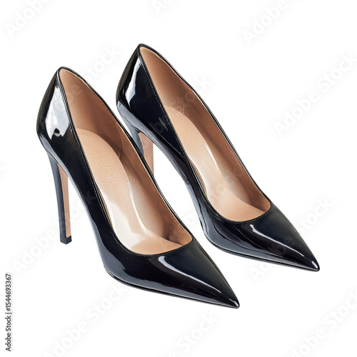 Stylish black high heels with glossy finish, perfect for formal occasions and adding elegance to any outfit