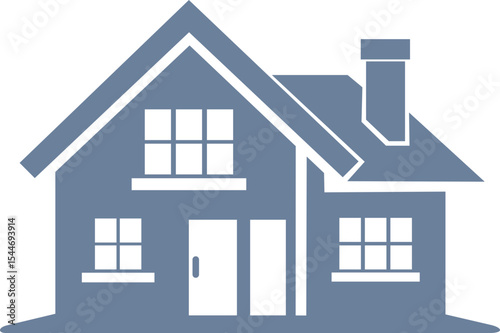 Simple House Icon, Blue Silhouette, Home Symbol