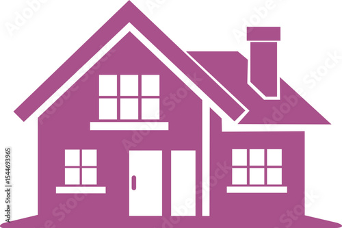Purple House Icon, Simple Home Illustration