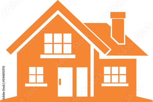Orange House Icon, Simple Home Illustration