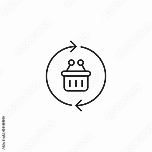 shopping basket recycle icon sign vector