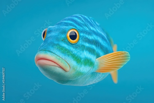 Colorful Fish with Large Eyes Swimming in Clear Water