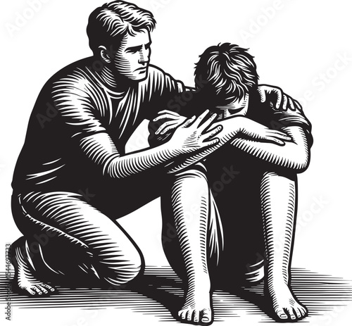 Man offering solace with empathetic touch to a grieving individu