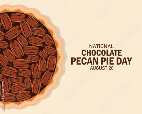 Vector Illustration of National Chocolate Pecan Pie Day. August 20. Flat design vector.