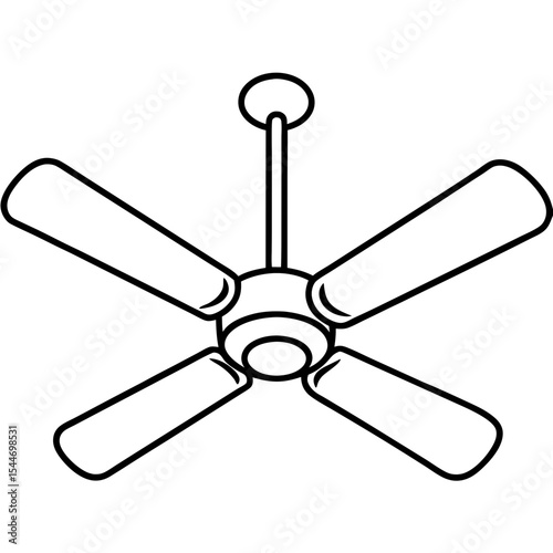 Minimal Ceiling Fan Line Art — Black on White