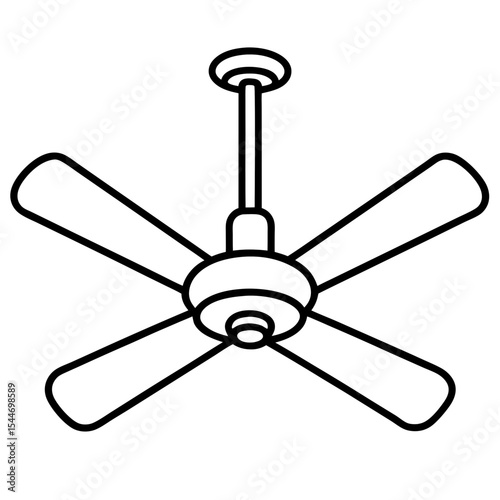 Minimal Ceiling Fan Line Art — Black on White