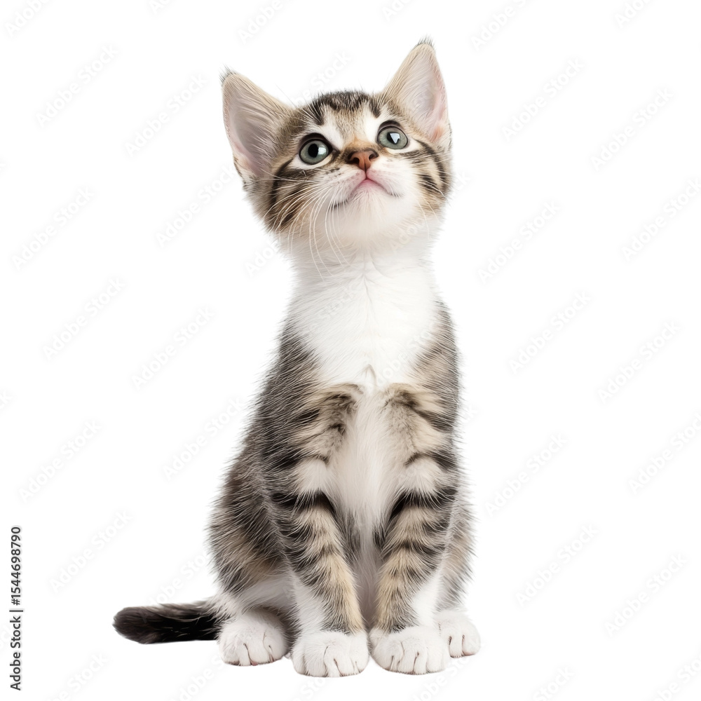 curious kitten with striped fur and bright eyes gazes upward, showcasing its playful nature and innocence. This adorable feline is perfect for animal lovers curious kitten with striped fur and bright eyes gazes upward, showcasing its playful nature and innocence. This adorable feline is perfect for animal lovers