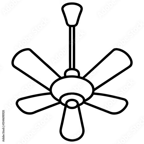 Minimal Ceiling Fan Line Art — Black on White