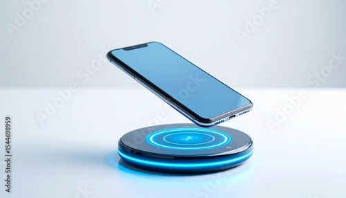 Wireless Charging Station with Smartphone Floating Above It