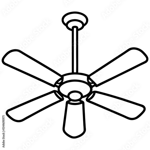 Minimal Ceiling Fan Line Art — Black on White