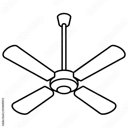 Minimal Ceiling Fan Line Art — Black on White