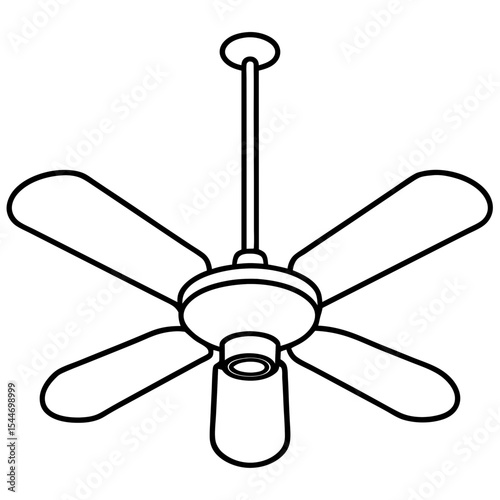 Minimal Ceiling Fan Line Art — Black on White