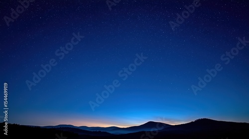 Wallpaper Mural Deep blue gradient starry sky distant hill silhouette minimalist composition HD rendered serene meditation digital backdrop Torontodigital.ca
