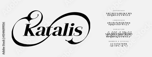 Elegant Script Font Uppercase, Lowercase and Number. Lettering in style of Minimalism. Sans serif fonts regular concept. Vector and Illustration. Simple typography music sports