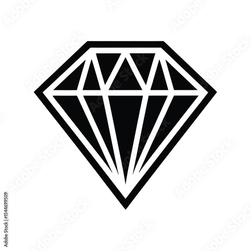Flat diamond with hollow center vector silhouette