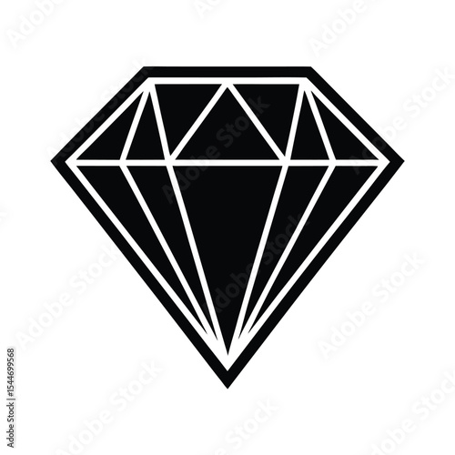 Flat diamond with hollow center vector silhouette