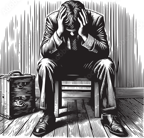Isolated despair a businessman grappling with mental anguish in