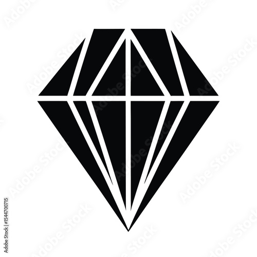 Flat diamond with hollow center vector silhouette