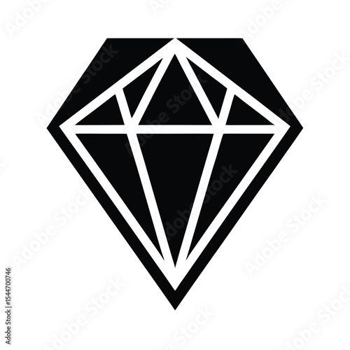 Flat diamond with hollow center vector silhouette