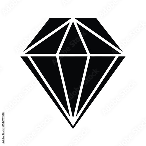 Flat diamond with hollow center vector silhouette
