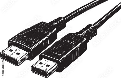 Artistic Illustration of HDMI Cable Connection for Digital Displ