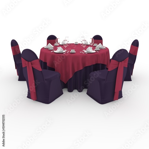 3d render Banquet Table and Chair design element Furniture