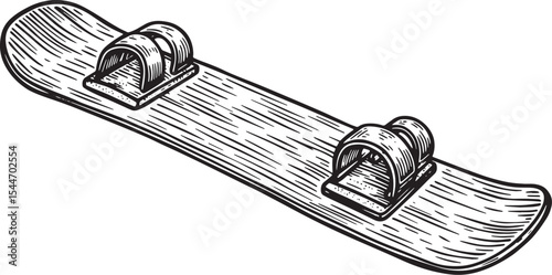 Detailed Illustration of a Snowboard on White Background in Engr
