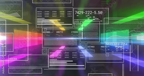 Pulsating light panels starting outlines fading in while numeric panels sliding grid for insight