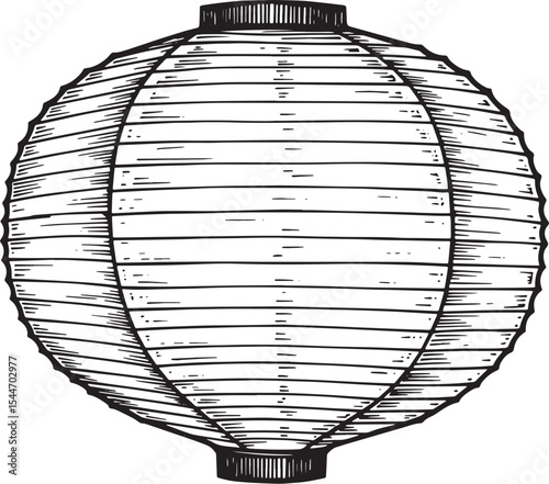 Hand-drawn illustration of a paper lantern isolated on a white b