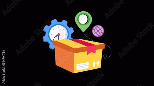 Delivery Time 2D Flat Animations on Transparent background